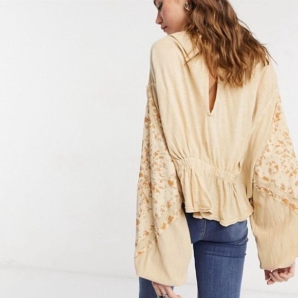 FREE PEOPLE Throwback Top Sand Combo Sz XS - Picture 1 of 16